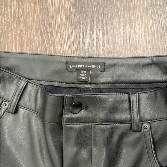 Saks Fifth Avenue Women Black Faux Leather Midi Skirt In Size S - Picture 5 of 6